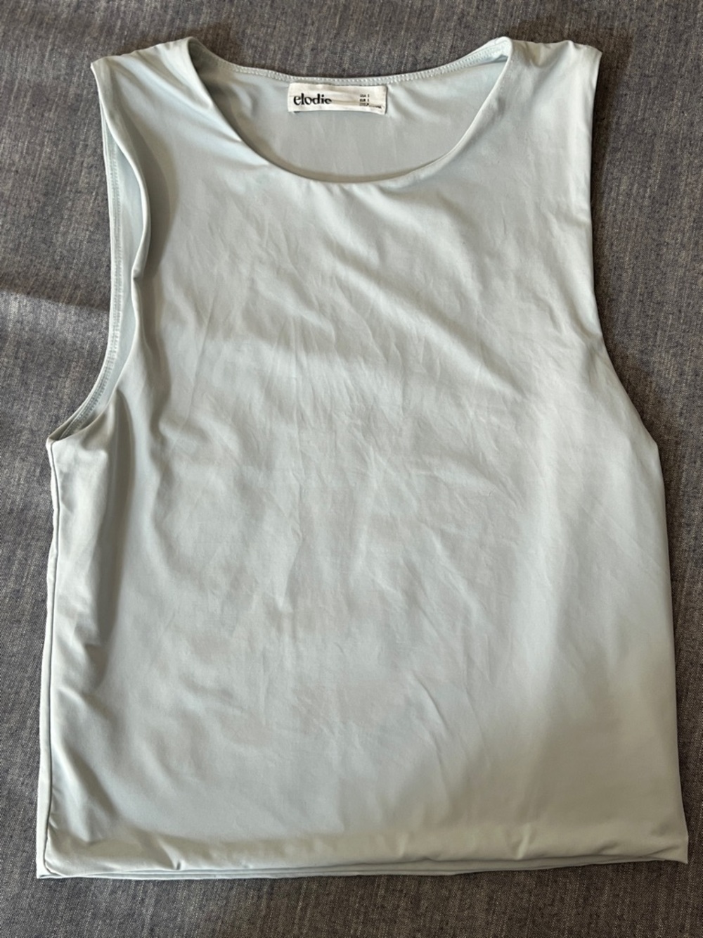 Elodie Myra Small Revolve Sky Blue Crew High Neck Smooth Sculpt Muscle Tank Top